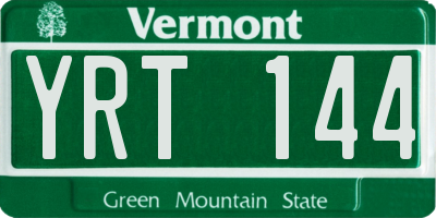 VT license plate YRT144