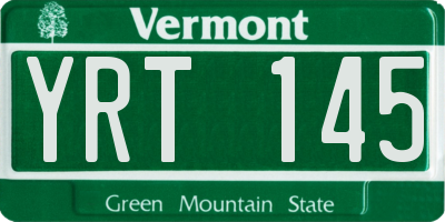 VT license plate YRT145