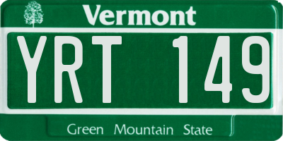 VT license plate YRT149