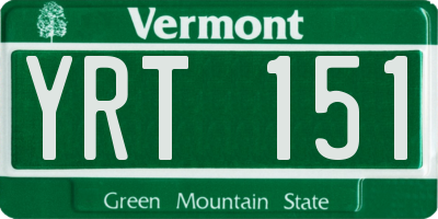 VT license plate YRT151