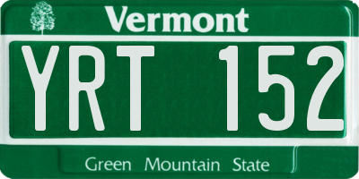VT license plate YRT152