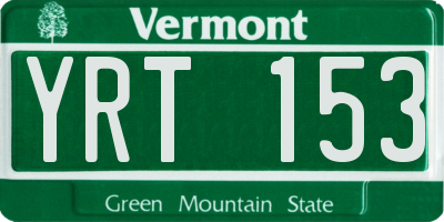 VT license plate YRT153
