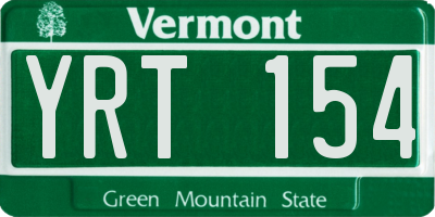 VT license plate YRT154