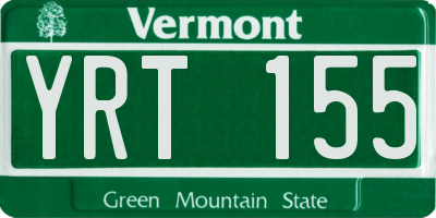 VT license plate YRT155