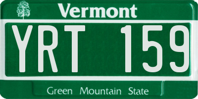 VT license plate YRT159