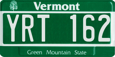 VT license plate YRT162