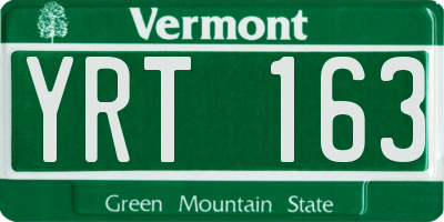 VT license plate YRT163