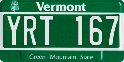 VT license plate YRT167