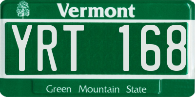 VT license plate YRT168