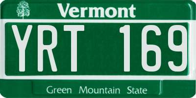 VT license plate YRT169