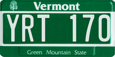 VT license plate YRT170