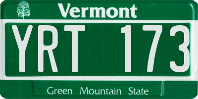 VT license plate YRT173