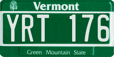 VT license plate YRT176