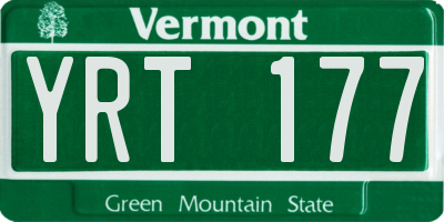 VT license plate YRT177
