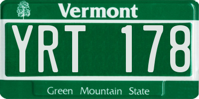 VT license plate YRT178