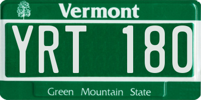 VT license plate YRT180