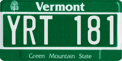 VT license plate YRT181