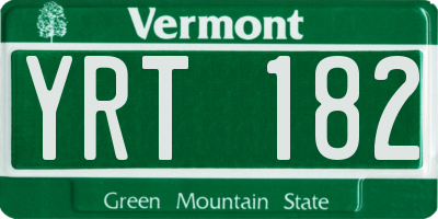 VT license plate YRT182