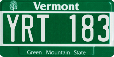 VT license plate YRT183