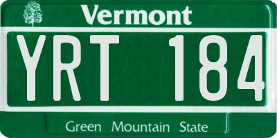 VT license plate YRT184