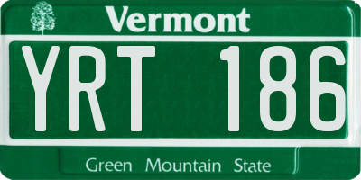 VT license plate YRT186
