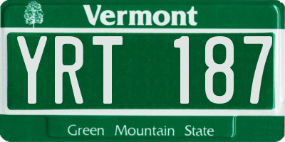 VT license plate YRT187