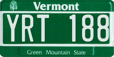 VT license plate YRT188