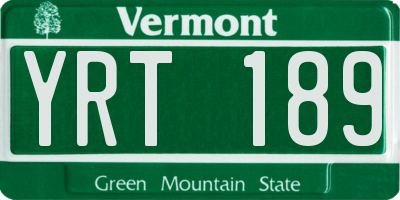 VT license plate YRT189