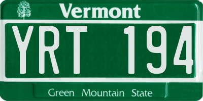 VT license plate YRT194