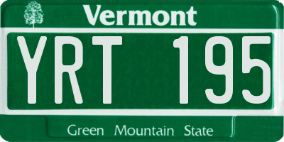 VT license plate YRT195