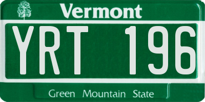 VT license plate YRT196