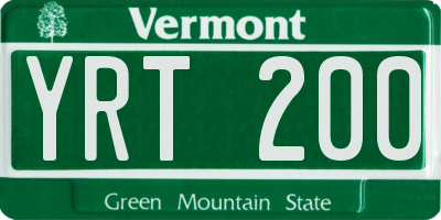 VT license plate YRT200