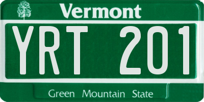 VT license plate YRT201