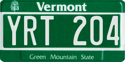 VT license plate YRT204