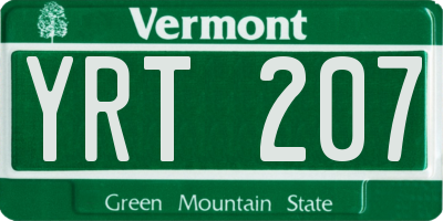 VT license plate YRT207