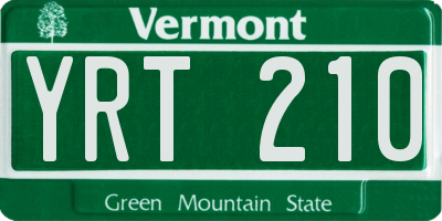 VT license plate YRT210