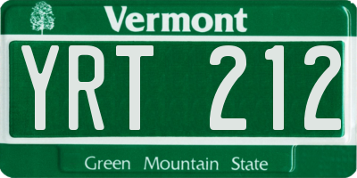VT license plate YRT212