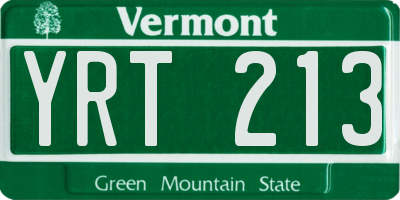 VT license plate YRT213