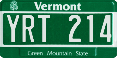 VT license plate YRT214
