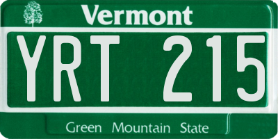 VT license plate YRT215