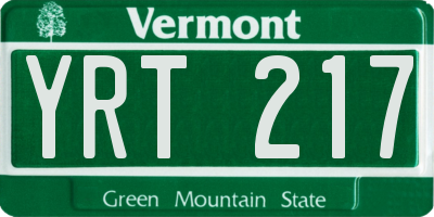 VT license plate YRT217