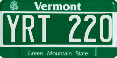 VT license plate YRT220