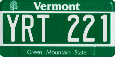 VT license plate YRT221