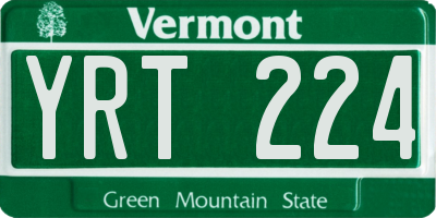 VT license plate YRT224