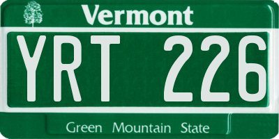 VT license plate YRT226