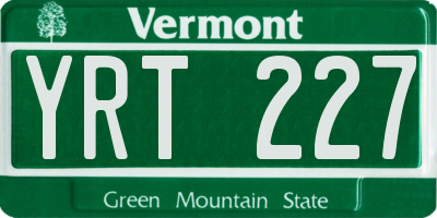 VT license plate YRT227
