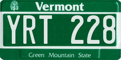 VT license plate YRT228