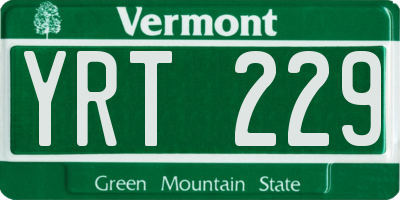 VT license plate YRT229