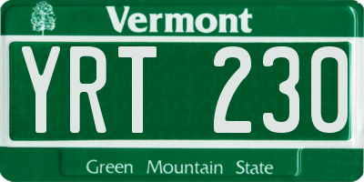 VT license plate YRT230