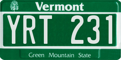 VT license plate YRT231
